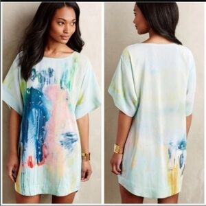 Anthropologie Maeve XS Painted Silk Tunic Dress